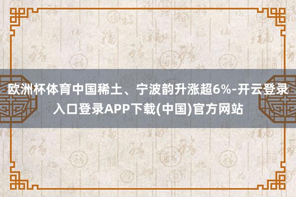 欧洲杯体育中国稀土、宁波韵升涨超6%-开云登录入口登录APP下载(中国)官方网站